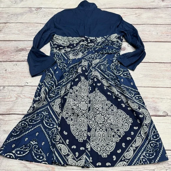 Anthropologie Holding Horses Bandana Paisley Midi Dress Blue Size 16 - Picture 3 of 10
